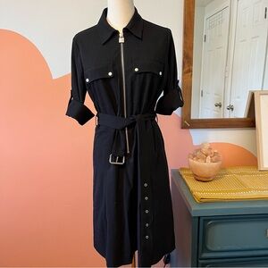 michael kors black moto style midi dress size m